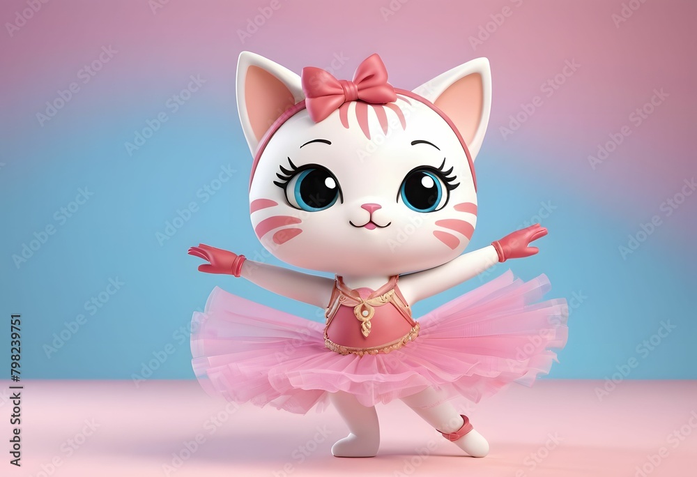 A kitten in a pink tutu dances ballet. AI generated. A kitten in a pink tutu dances ballet. AI generated.