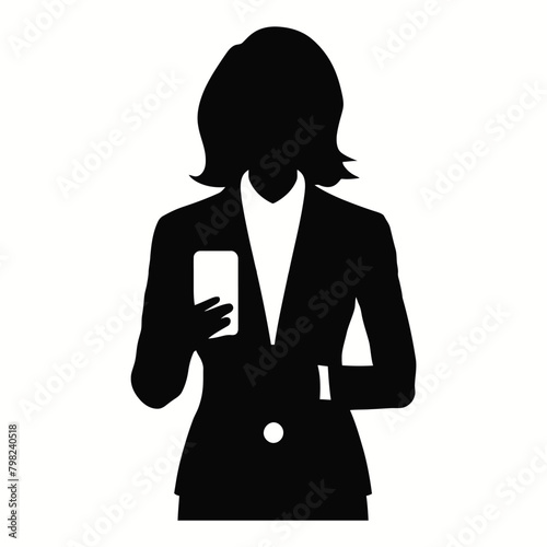 Businesswomen icon. Businesswomen in a suit, isolated vector silhouette