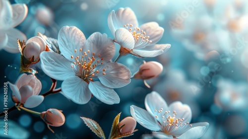 Close Up of White Flowers on Branch