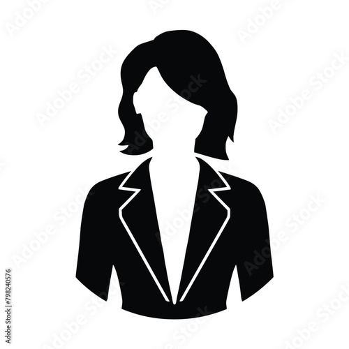 Businesswomen icon. Businesswomen in a suit, isolated vector silhouette