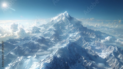 View of Mountain Summit in Sky © olegganko