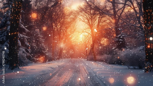 Busy Snowy Street Traffic