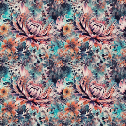 trendy fashion print, seamless pattern, stylized floral background