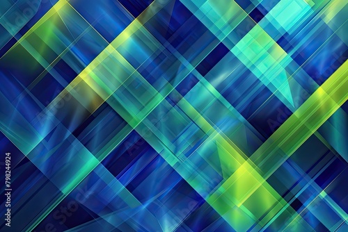 Vibrant Blue and Green Diagonal Lines Converging into Abstract Triangles on Modern Geometric Background