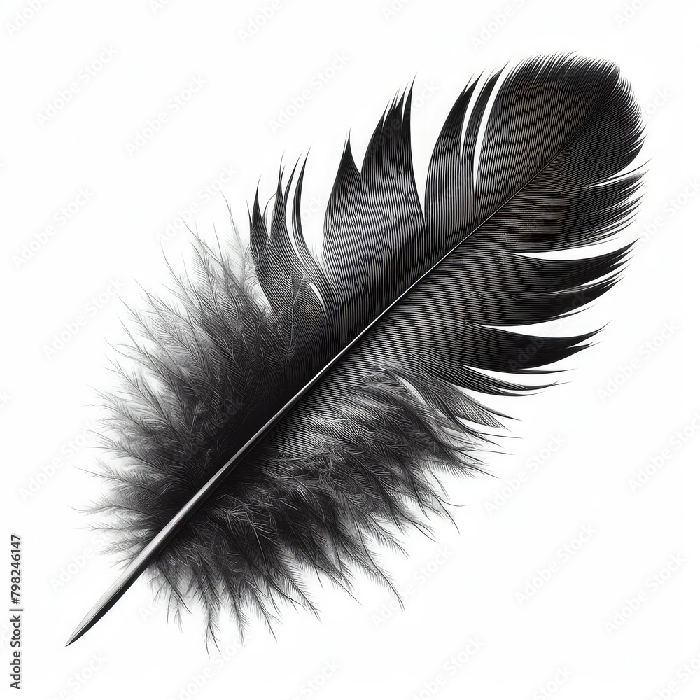 Black feather isolated on a white background Black feather isolated on a white background