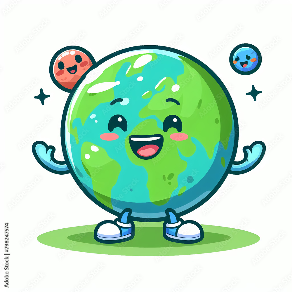Obraz premium cartoon earth with a smile