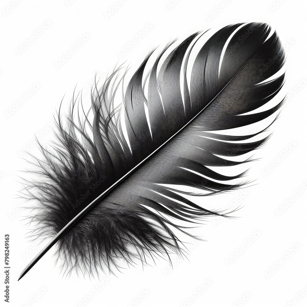 Black feather isolated on a white background Black feather isolated on a white background
