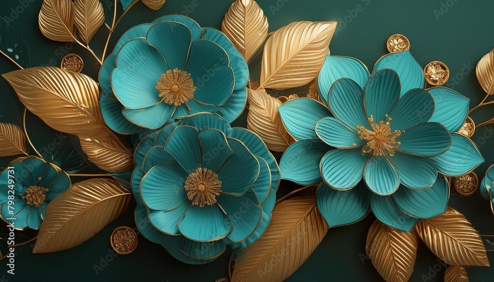 background of abstract emerald flowers with gold leaves. Template for notepad, postcard or banner.
background of abstract emerald flowers with gold leaves. Template for notepad, postcard or banner.