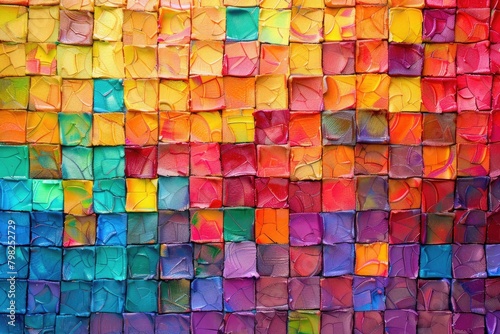 Colorful square mosaic texture blending seamlessly into a mesmerizing backdrop