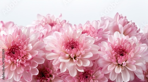Gorgeous pink chrysanthemums bloom vibrantly against a pristine white backdrop © 2rogan