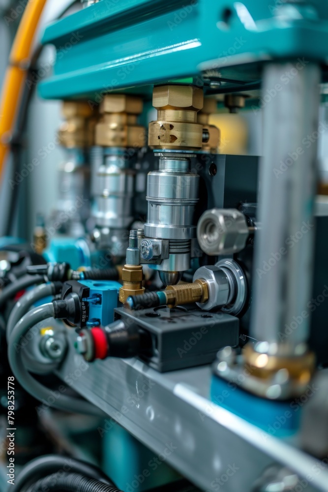 Fototapeta premium A close up of a machine with many different parts, AI