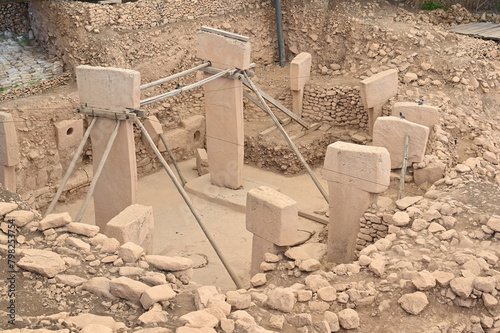 Gobeklitepe, Sanliurfa, Turkey. The remains of an ancient Neolithic sanctuary built on a hilltop. It is one of the oldest religious structures in the world.