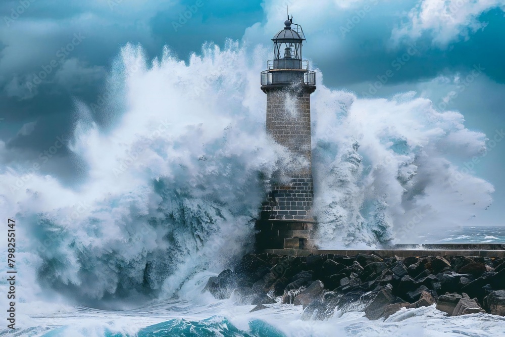 The Resilient Sentinel: A Weathered Lighthouse Braving the Stormy Seas