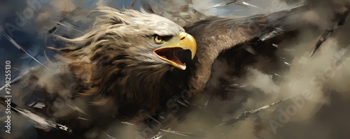 Majestic eagle flying over mountains photo