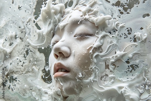 portrait of a person in a milk shower