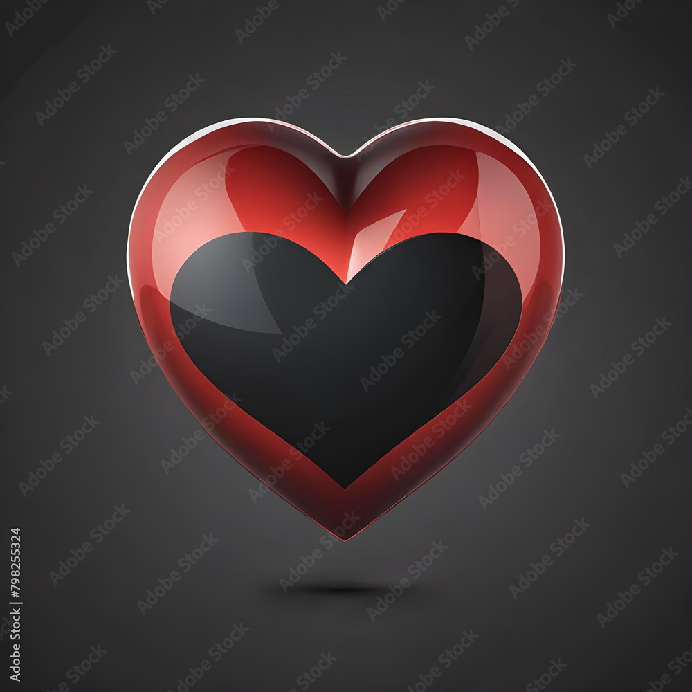 Abstract Heart Silhouette with Glossy Red Overlay Abstract Heart Silhouette with Glossy Red Overlay