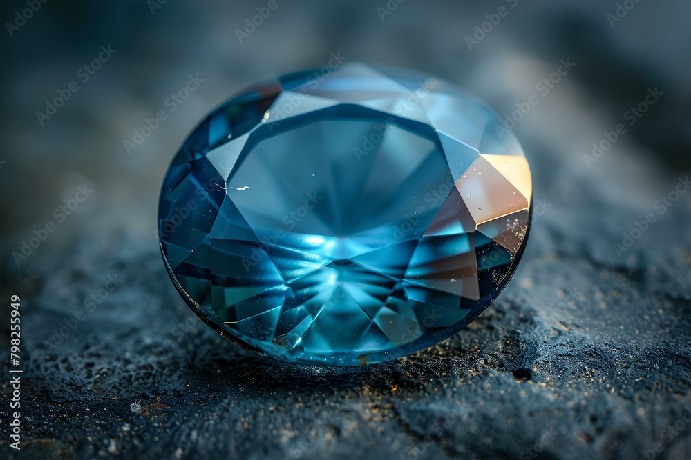 A blue diamond sitting on top of a rock covered in dirt and dirt patches with a blue center A blue diamond sitting on top of a rock covered in dirt and dirt patches with a blue center