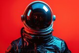 Helmet of an astronaut on red background