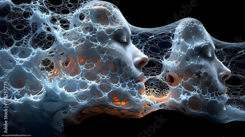 Female portrait formed from a coral. Abstract portrait image