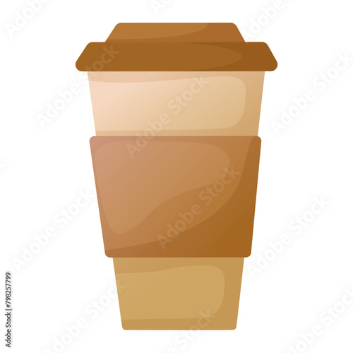 Flat paper coffee cup. brown coffee flat icon