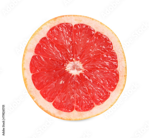 Citrus fruit. Half of fresh grapefruit isolated on white