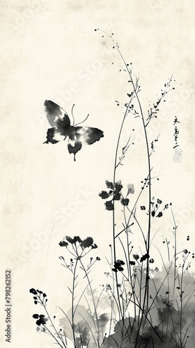 Butterfly painting flower plant. © Rawpixel.com