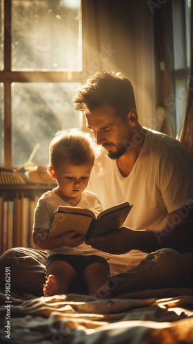  Father reading a book for his child, ai