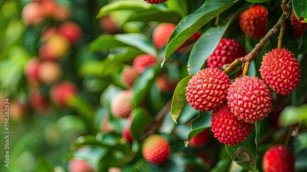 lychees close-up on the tree. selective focus lychees close-up on the tree. selective focus