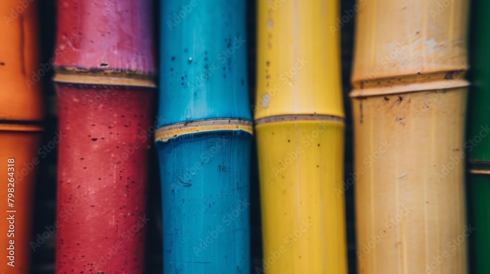 Vibrant multi-colored bamboo Poles background Vibrant multi-colored bamboo Poles background