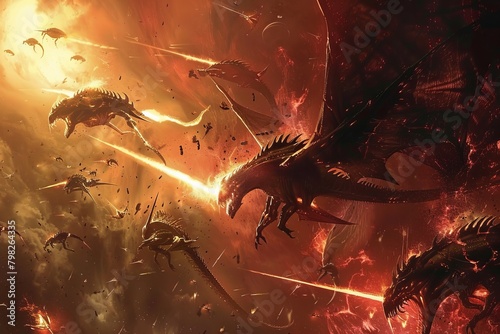 futuristic battle of an dragon army