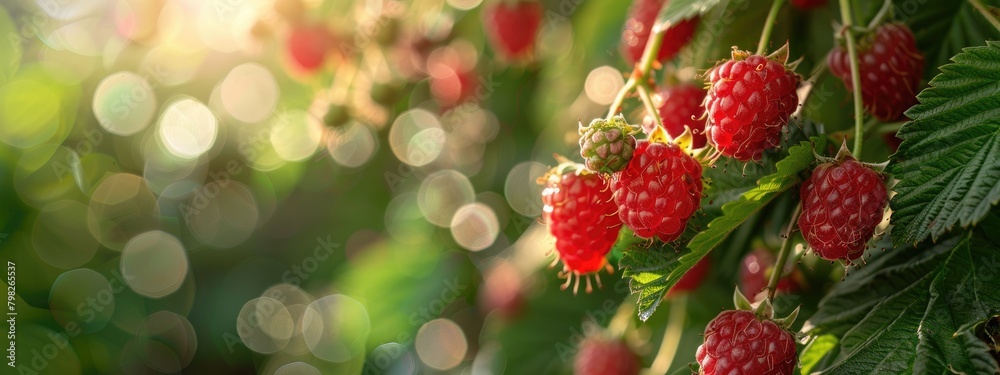raspberry close-up on a branch. selective focus raspberry close-up on a branch. selective focus