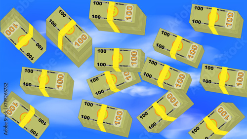 stack of dollar bank note on sky background for wallpaper logo icon wrapping paper. vector illustration. 