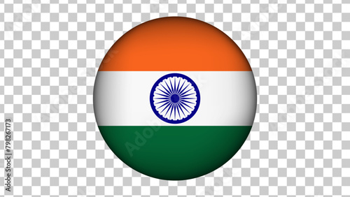 flag of india isolated on transparent background for brics icon logo web. vector illustration.