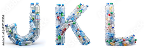 Letters J, K, L. Recycling Alphabet Made of Plastic Bottles - PET Bottles