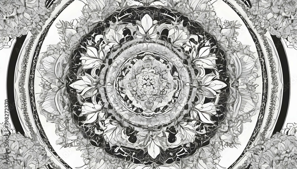 Intricate Mandala Pattern With Floral Motifs And G Upscaled