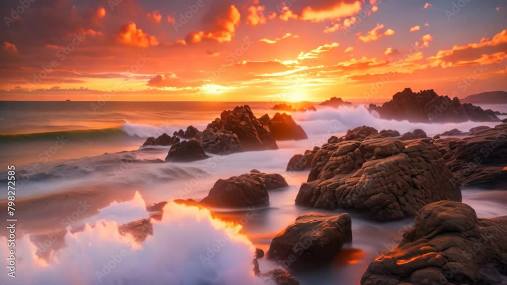 Beautiful seascape at sunset. Nature composition. Long exposure, Beautiful seascape at sunset captured through a long exposure shot Beautiful seascape at sunset. Nature composition. Long exposure, Beautiful seascape at sunset captured through a long exposure shot