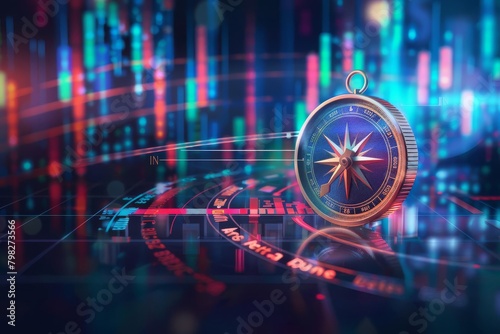 business navigating economic recovery with compass abstract financial concept illustration photo