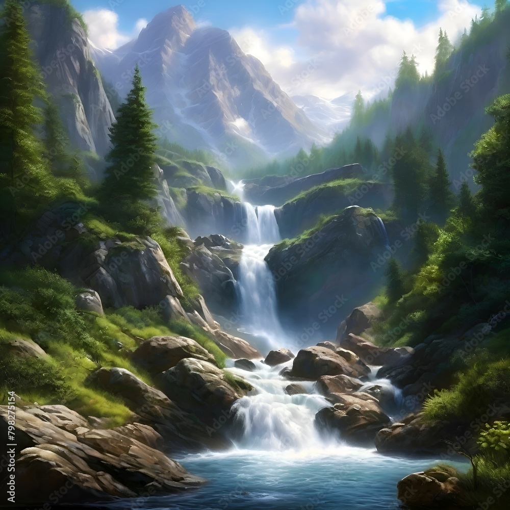 Landschaft Wasserfall im Sommer. Hintergrund für das Design. Landschaft Wasserfall im Sommer. Hintergrund für das Design.