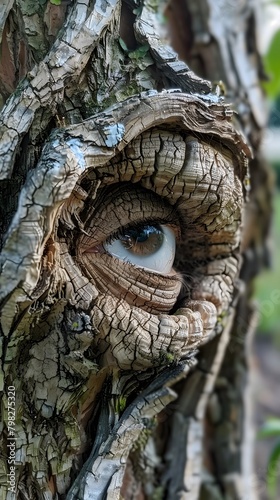 tree bark with the shape of an eye in it