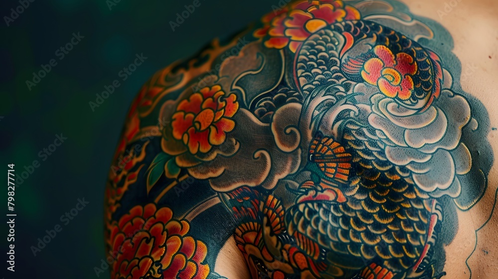 Against the canvas of skin, the tattoo design unfolds like a work of art, its bold colors and intricate linework captured in razor-sharp detail by the high-definition camera