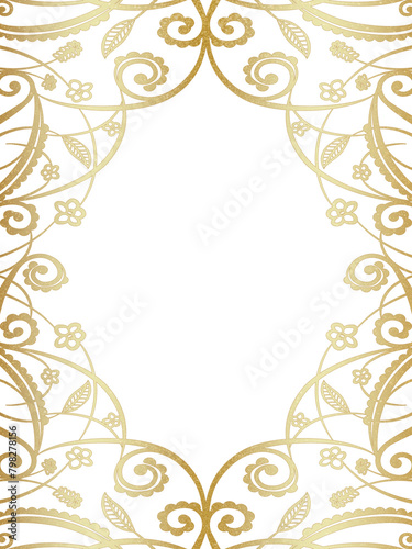 Romantic Gold Glitter Floral Lace Frame Design Transparent Background Royal Elegant Border