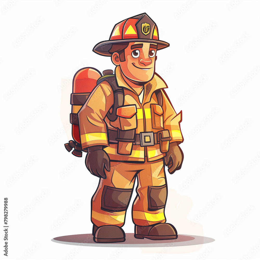 Fototapeta premium Firefighter in Fireman Suit isolated on white background