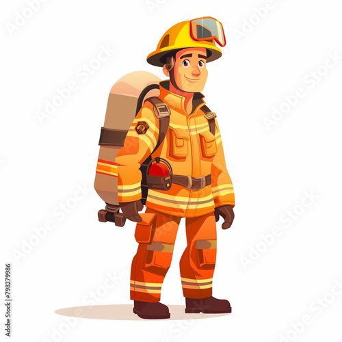 Firefighter in Fireman Suit  isolated on white background © Yeivaz