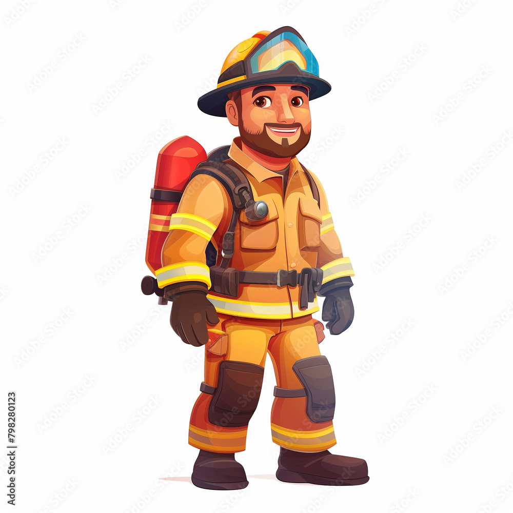 Firefighter in Fireman Suit isolated on white background Firefighter in Fireman Suit isolated on white background