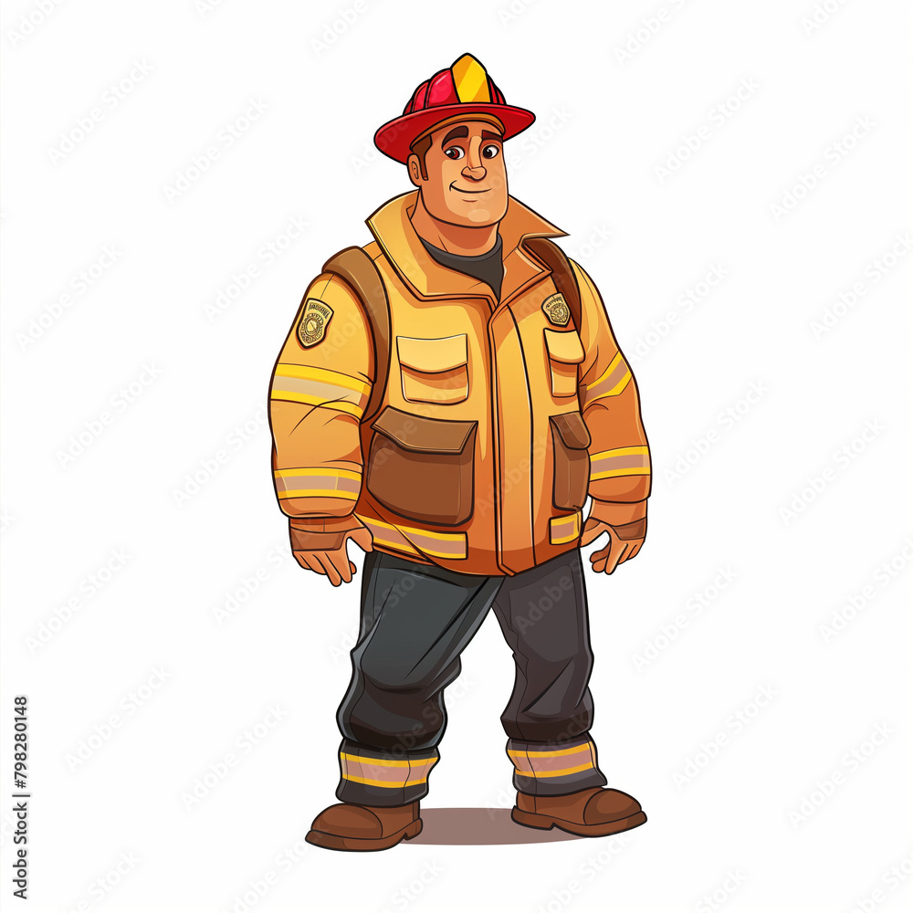 Firefighter in Fireman Suit  isolated on white background