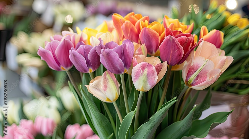 Obraz premium Tulip is a flower that boasts vibrant colors and delicate petals