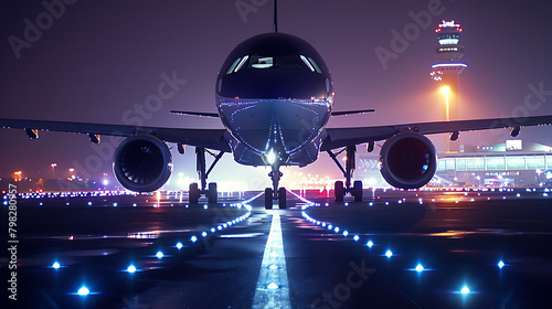 A captivating image capturing the anticipation and excitement of an airplane on the runway, poised for takeoff on its next adventure photo