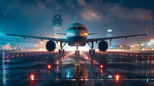 A captivating image capturing the anticipation and excitement of an airplane on the runway, poised for takeoff on its next adventure