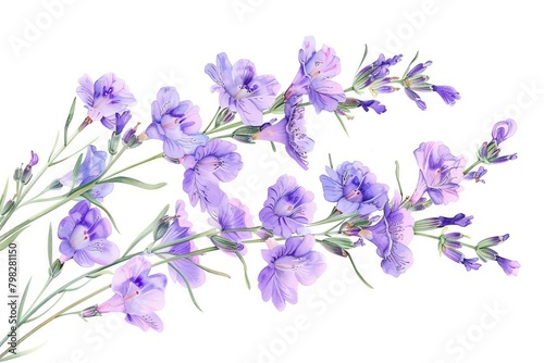 delicate lavender flowers on pure white background digital illustration photo