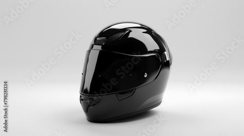 Black motorcycle helmet isolated on white background. 3D rendering illustration.